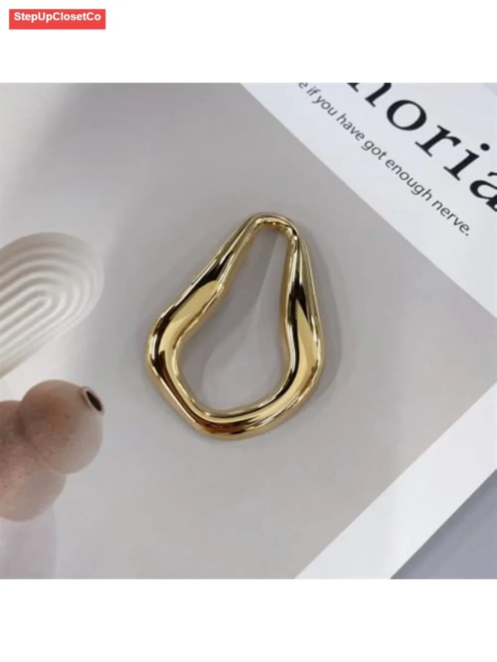 Geometric Teardrop Brooch Pin Stainless Steel Gold/Silver Plated Lapel Pin for
